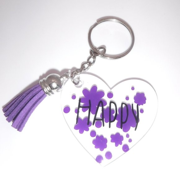 Keychains Acrylic / Resin Happy - Picture 2 of 2